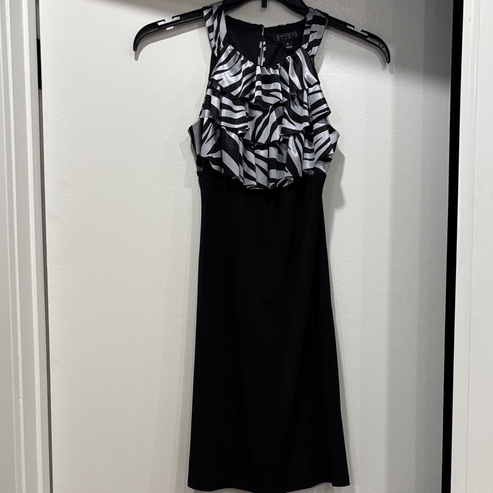 Stunning Enfocus Studio  Black and White Ruffle Dress